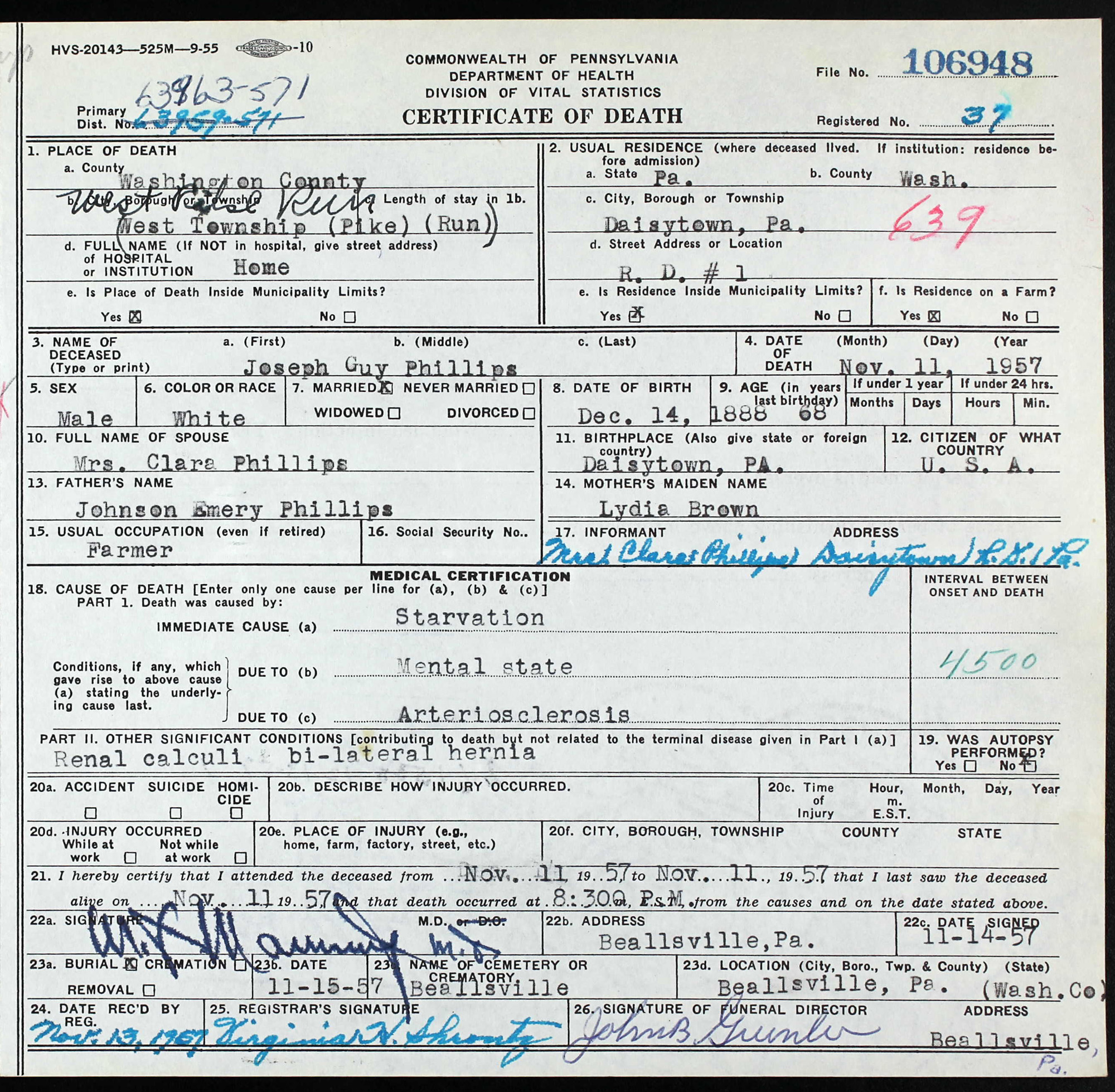death certificate